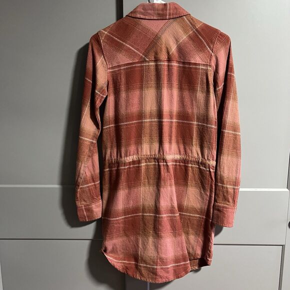 Element Eden Women L/S Button Plaid Flannel Mini Dress Tie Waist XS Fall Western - Picture 4 of 7